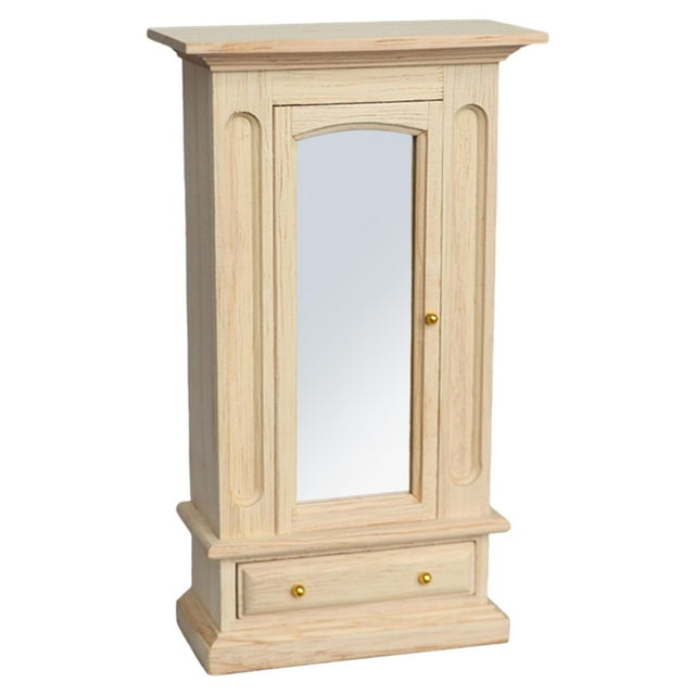Armario de espejo de Simple con barra de ropa colgante para muebles de 1:12 dormitorio de