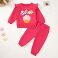 thumbnail image 2 of TOWED22 Infant Toddler Baby Girl 2 Piece Fall Winter Clothing Set Fall Winter Long Sleeve Sweatshirt + Pants Outfits(Hot Pink,0-6 M), 2 of 4