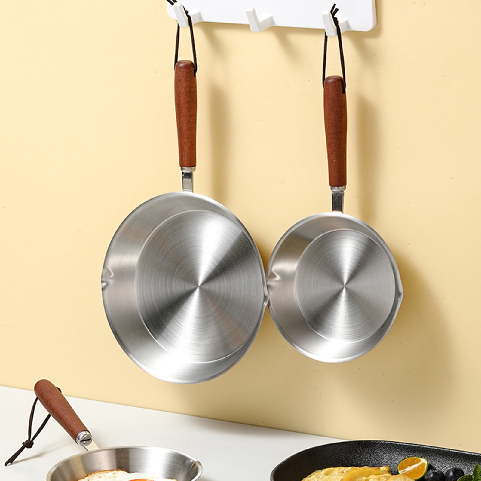 2PCS Mini Stainless Steel Frying Pan, 6.6in Skillet Non Stick Egg Pan Gas Cooktops Induction Cooking Pan