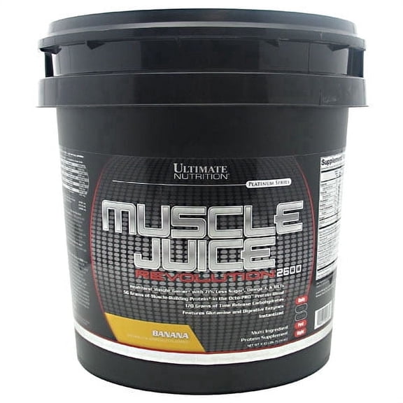 Ultimate Nutrition Muscle Juice Revolution 2600 Weight Gainer Protein Powder with Glutamine & Micellar Casein, Banana, 11.1 lb