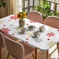 thumbnail image 3 of Red Christmas Snowflakes Table Cloths for 3 Foot Rectangle Tables, Winter Xmas Snow Yellow Gray Patio Waterproof Elastic Fitted Tablecloths, Washable Rectangular Table Cover for Camping, 3 of 8