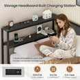 thumbnail image 4 of Twin Size Corner Bed Frame with Pop up Trundle,Twin Size Daybed with Storage Shelves and Charging Station,Corner Twin Bed with Trundle and Upholstered Backrest,No Box Spring Need,Black, 4 of 8