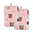 thumbnail image 7 of Yayeee Pot Holders Kitchen Heat Resistant with Pocket 7"x9.8" Cotton Oven Cooking Hot Pads, Brown Hand Drawn Cups, 7 of 7