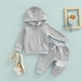 thumbnail image 2 of Soepste Toddler Baby Boy Hoodie Sweatshirt Drawstring Jogger Pants 2‑Pcs Outfit Long Sleeve Suit, 2 of 9