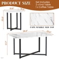 thumbnail image 2 of MIERES Coffee Table Set 3 Piece for Living Room,1 Coffee Table and 2 End Tables Sets,Modern Coffee Table and Side Table Set with Metal Frame for Apartment Home Office, White, 2 of 7