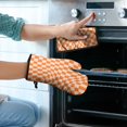 thumbnail image 2 of Orange and White Wavy Checkerboard Pattern Kitchen Oven Mitt and Pot Holder Sets 2 Pcs for Baking, Cooking and Grilling, Heat Resistant Up To 392 °F, 2 of 7