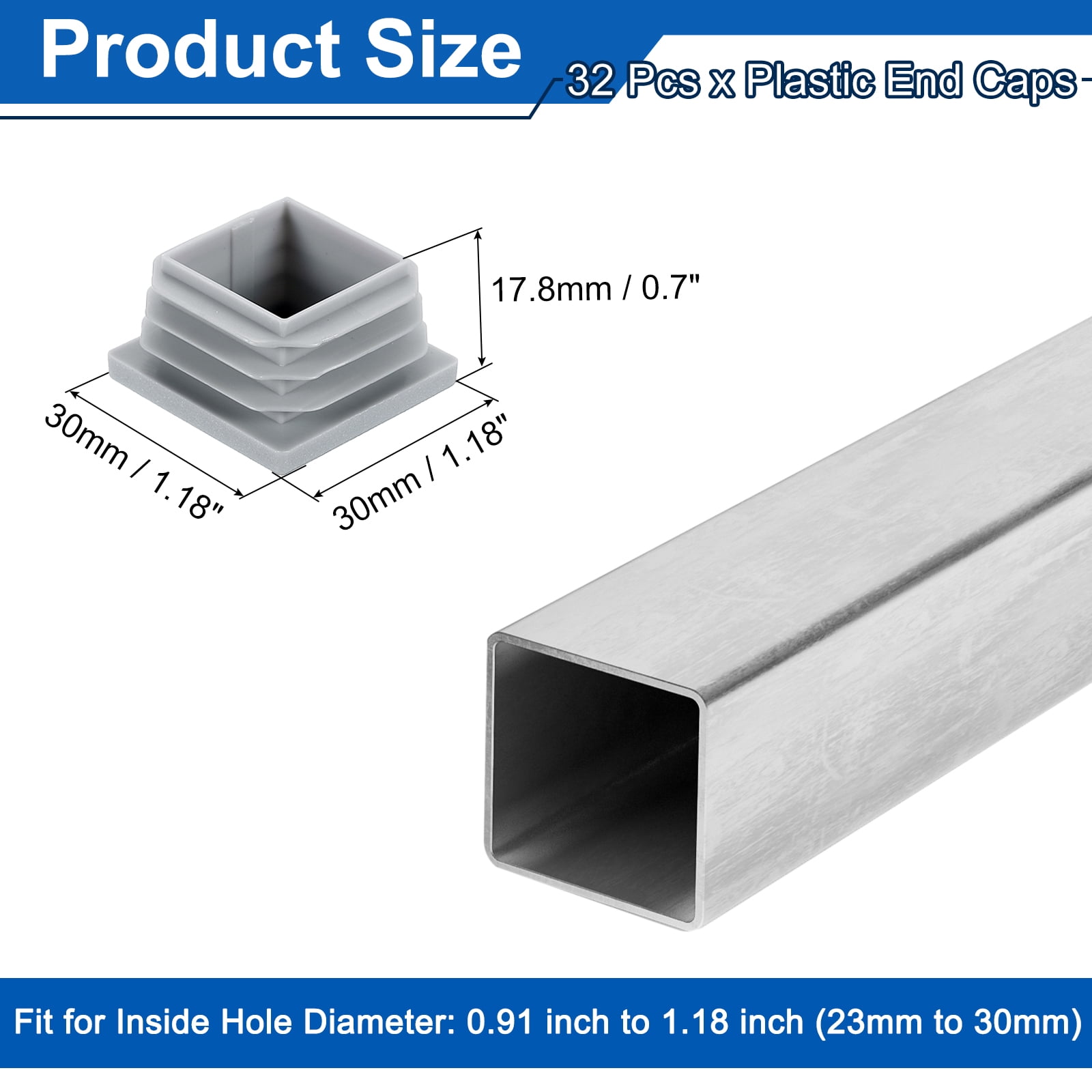 Unique Bargains Square Tubing End Caps Hole Plug Insert Tubing Chair Leg 1 3/16"