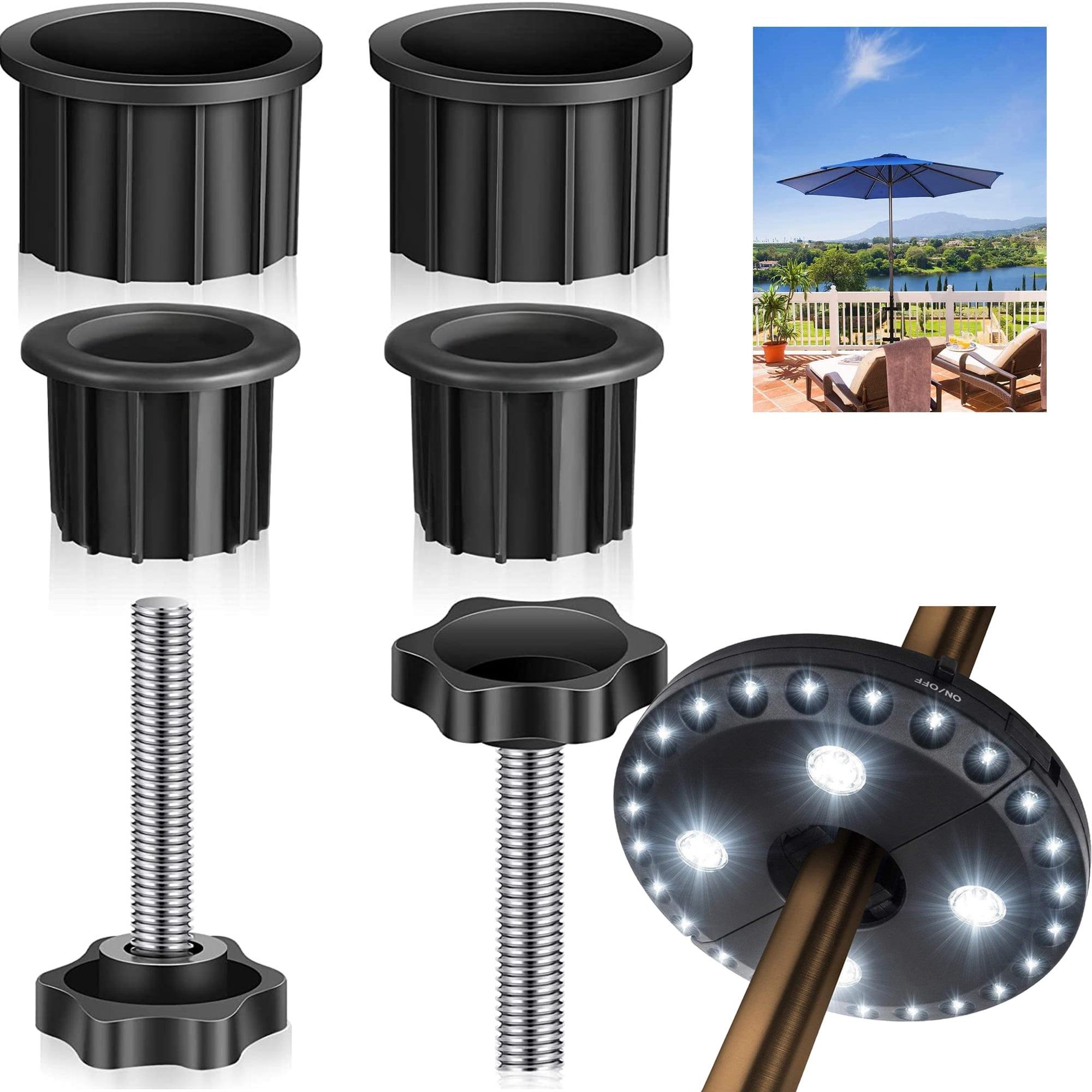 Warm White Patio Umbrella Light Cordless Umbrella Pole Light &Umbrella