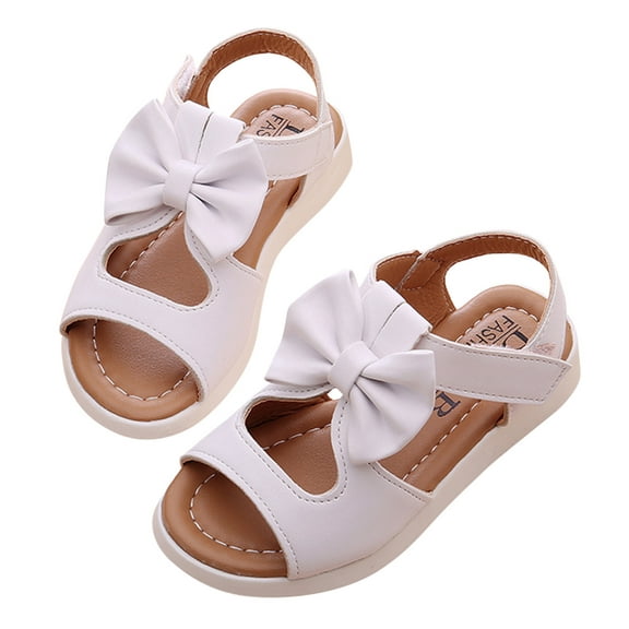 Aayomet Sandals Fashion Kids Princess Bowknot Girls Toddler Shoes Summer Flat Children Girl's shoes Toddler Sandals Size 6 Girls,White 6.5 M Toddler