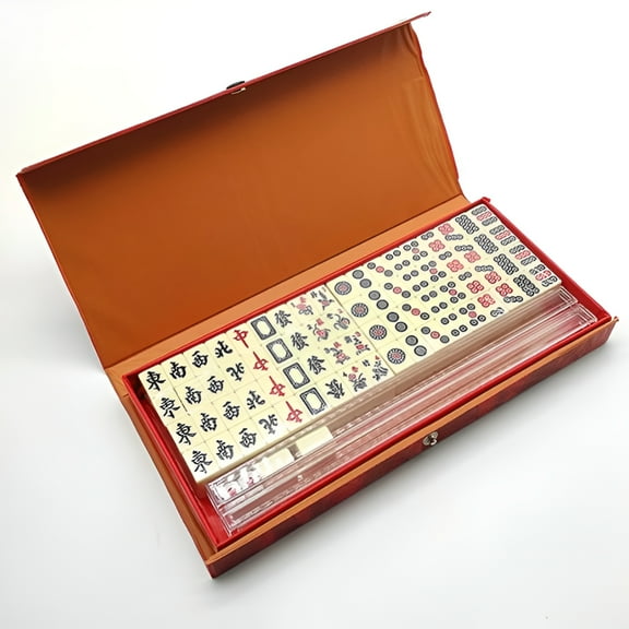 BESTSKY Portable Mah Jong Game Set Chinese Traditional Mahjong   English Instruction