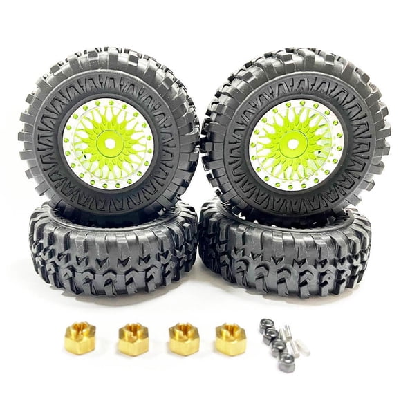 Vogacara RCGOFFLOW-llantas de plástico resistentes al desgaste, 4 piezas, neumáticos para llantas de control remoto 1/24, neumático Axial Kits de construcción modelo Verde