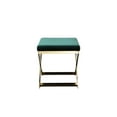 thumbnail image 4 of Sovi 24 Inch Accent Stool Ottoman Bench, Plush Green Velvet, Gold X Base, 4 of 5