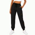 thumbnail image 2 of Lenpel Women's Cargo Sweatpants Comfy Elastic High Waisted Drawstring Workout Joggers Casual Athletic Pants with Pockets(Black,Large), 2 of 7