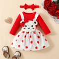 thumbnail image 4 of Otqutp 0-18 Months Toddler Spring Fall Clothes Baby Girls Valentines Day Outfit Heart Ruffle Long Sleeve Bodysuit Romper Dress +Headband (Red-d,12-18 Months), 4 of 8