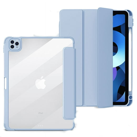 Case Compatible with IPad Air1/2(9.7Inch）, Soft TPU Cover Trifold Stand with Pencil Holder, Auto Wake/Sleep, Light Blue