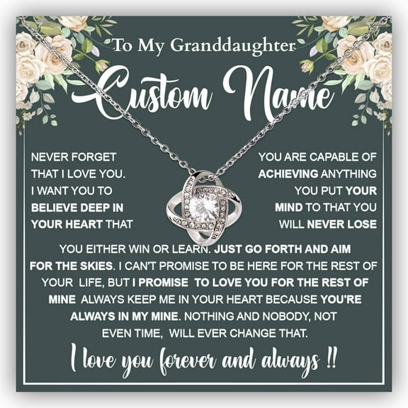 Granddaughter Necklace From Grandparents, Granddaughters From Grandma, To My Granddaughter Necklace From Grandpa, Graduation Birthday Granddaughters #1169, White Love Knot Necklace