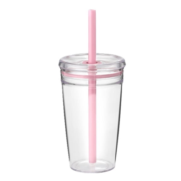 Jkung Water Cup with Lid And Straw 450ML BPA-Free Reusable Iced Coffee Cup Clear Plastic Drinkware for Tea Smoothies