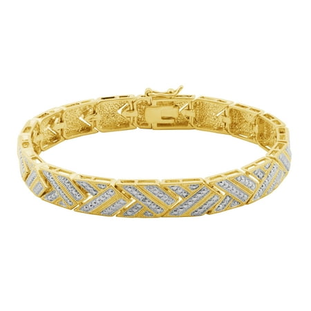 18k Yellow Gold Over Fine Silver Plated Bronze Diamond Accent Bracelet, 7.25