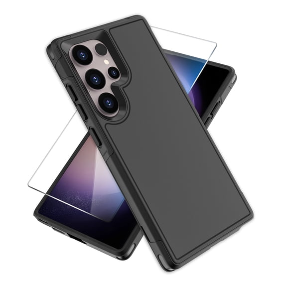 Allytechgroup Rugged Shockproof Case for Samsung Galaxy S26 Ultra, with Screen Protector Hybrid Hard Shell Anti-Scratch Bumper Phone Case Cover for Galaxy S26 Ultra, Black