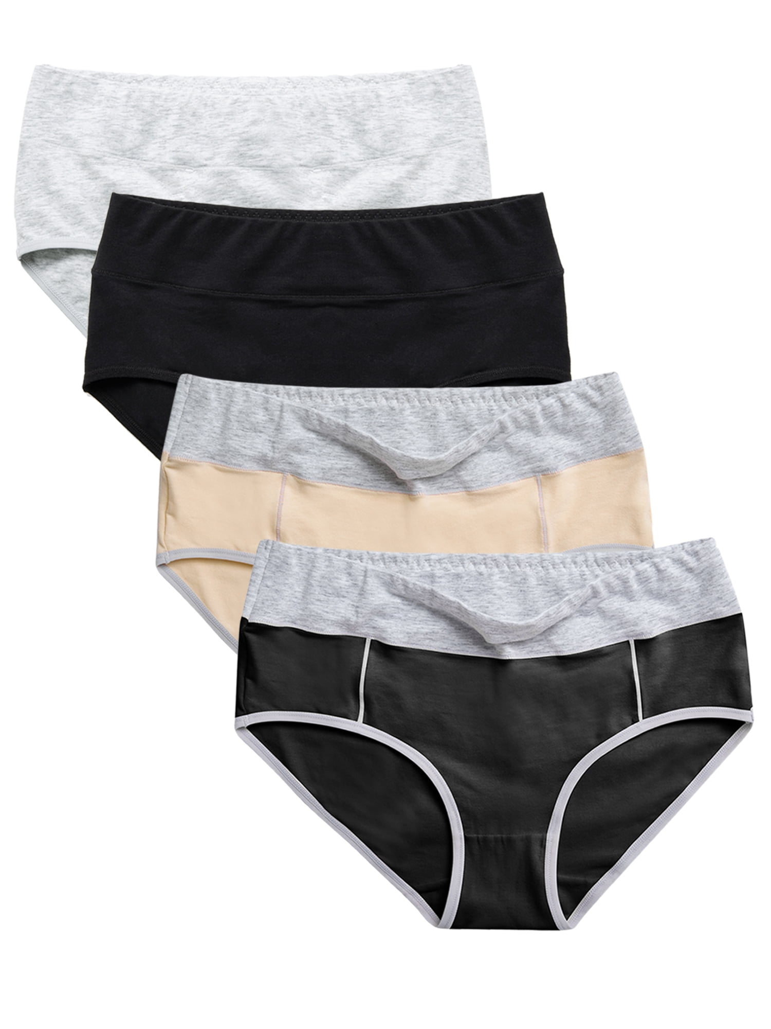 Set of 4 Briefs Ladies Mid Rise Underwear Seamless Hipster Panties, Womens Underwear Soft