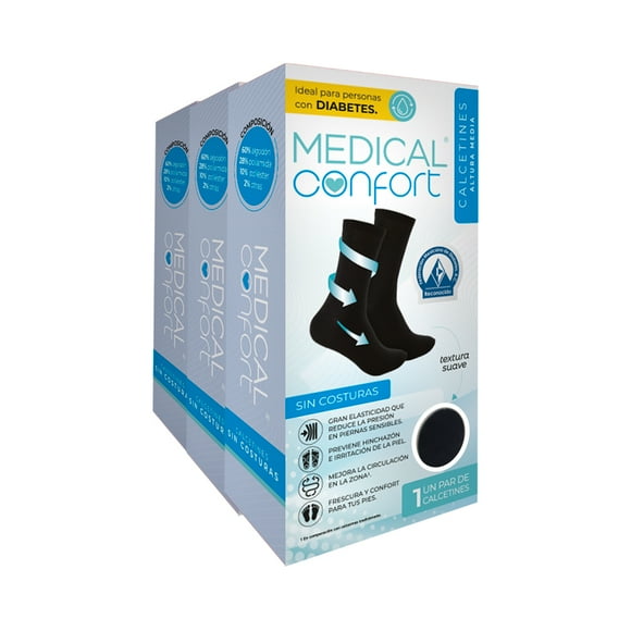 Calcetines Medical Confort 3-pack para diabetes Color Negro