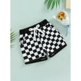 thumbnail image 3 of Baby Boys Shorts with Checkerboard Print, Elastic Waist Drawstring Casual Pocket Decoration Clothing 1 Months-3 Years, 3 of 6
