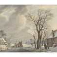 thumbnail image 3 of Arend van Glashorst jr. 14x12 Black Modern Framed Museum Art Print Titled - Winter Landscape with Ice Entertainment (1832), 3 of 5