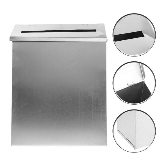 MLINS  Metal Mailbox Wall Mount Antique Boxes Mailboxes for outside Office Silver