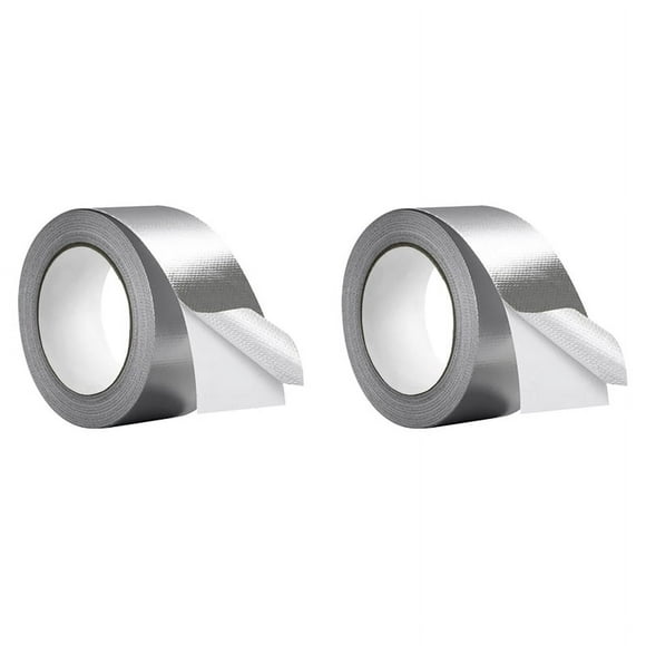 Glass Fiber Cloth Aluminum Foil Tape (5.9Mil Thick), High Temperature Insulation Adhesive Metal Duct Tape,2 Pack