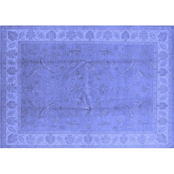Ahgly Company Machine Washable Indoor Rectangle Oriental Blue Industrial Area Rugs, 5' x 8'