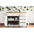 thumbnail image 6 of White Mobile Kitchen Island With Drop Leaf. Texture, Spice Rack, Towel 2 Doors, 5 Drawers, Adjustable Shelf For Chic Modern Luxury Coastal Convenience And Function Ornament,, 6 of 6