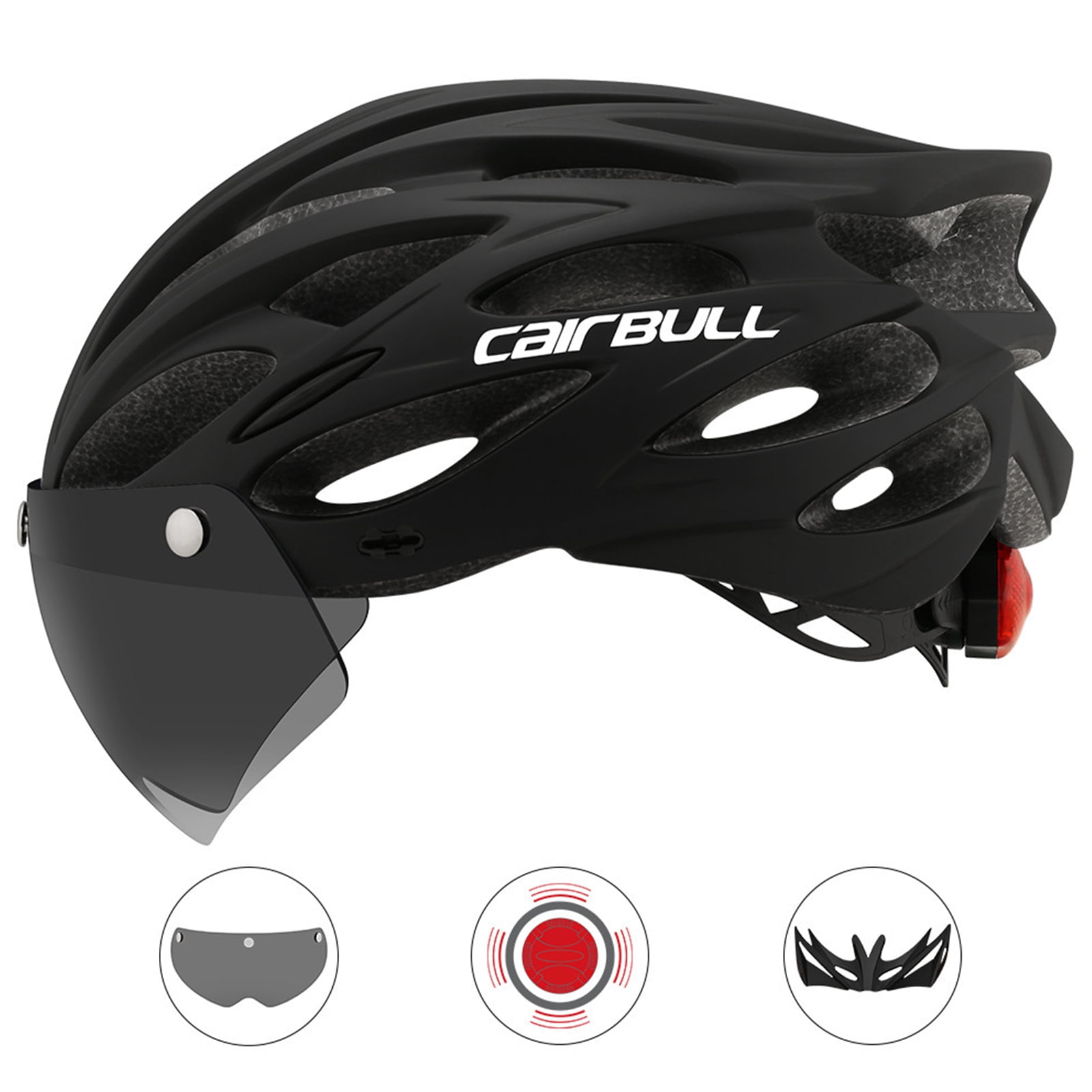 Ultralight Cycling Helmet With Removable Goggles Bike Taillight Adult 54-60 cm 
