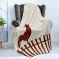 thumbnail image 4 of Fence Soft Flannel Fleece Blanket, Retro Style Silhouette of Rooster on Fence Sunrise Pastel Grunge Graphic, Cozy Plush for Indoor and Outdoor Use, 50" x 70", Chestnut Brown Eggshell, by Ambesonne, 4 of 5