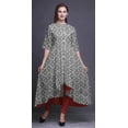 thumbnail image 2 of Bimba Robe Anarkali Imprimée Ikat Ethnique Noire pour Femmes, Col Mandarin, Kurtis Indiens, Kurta Asymétrique - Moyen, 2 of 5