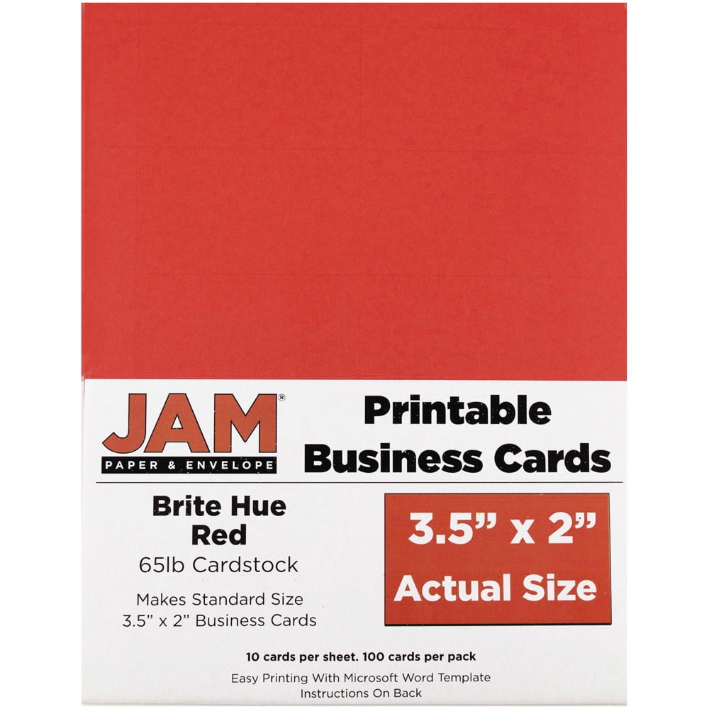 JAM Printable Business Cards, 200.200x20, Red, 20/Pack Throughout Southworth Business Card Template