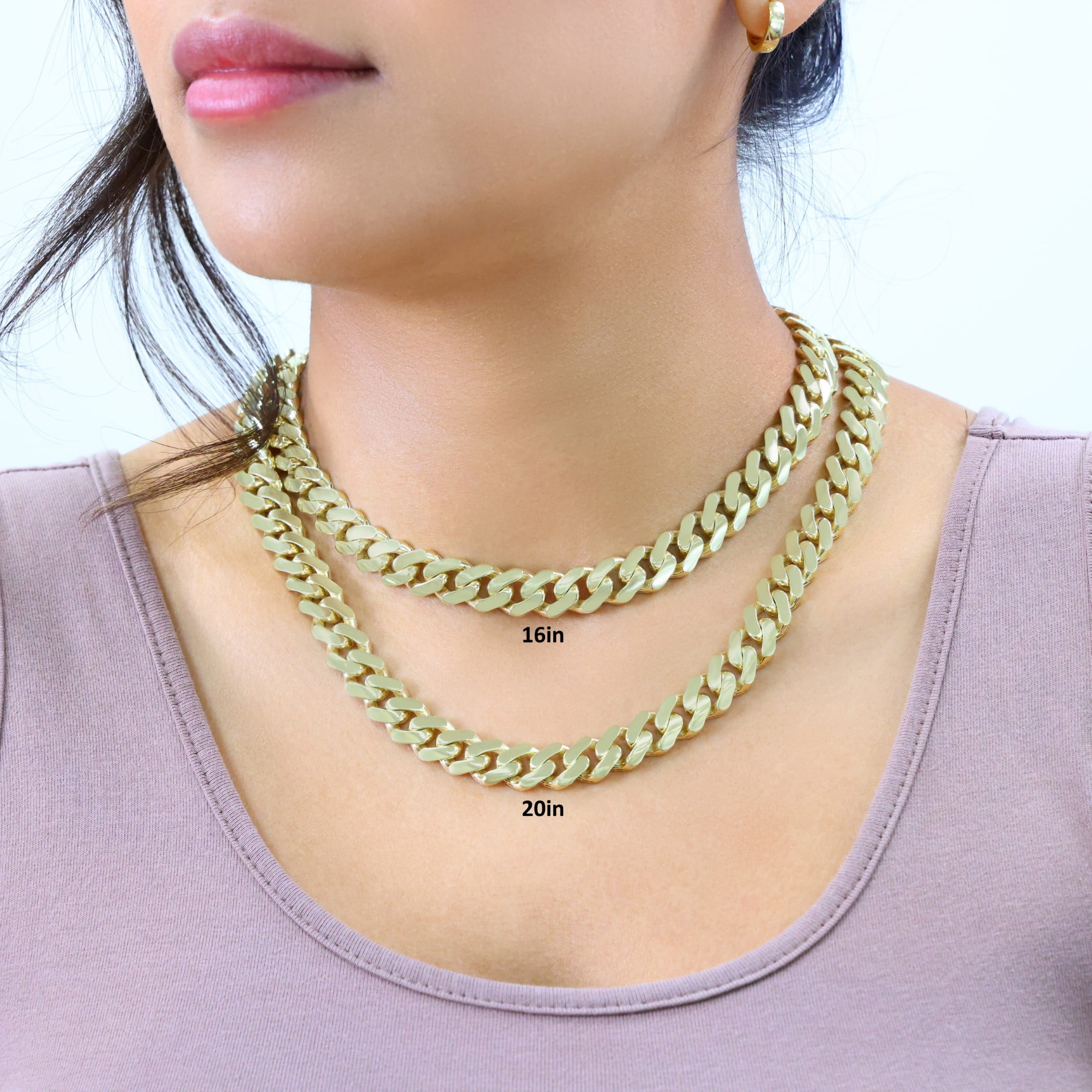 Nuragold 10k Real Yellow Gold Royal Monaco 11mm Miami Cuban Link Necklace (16"-30") Italian Jewelry for Men & Women
