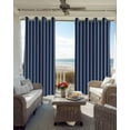 thumbnail image 4 of Navy Blue Striped Blackout Curtains 39 Inches Long for Bedroom, Navy Blue White Farmhouse Stripes Thermal Insulated Room Darkening Black Out Window Curtain Panels Grommet Drapes for Living Room, 4 of 8