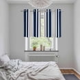 thumbnail image 6 of 2 Panels Kitchen Tier Curtains 39 Inch Length, Navy Blue Grey Striped Grommets Window Treatment Curtain, Modern Minimalist Ombre Lines Thermal Curtains Drapes for Living Room/Bathroom, 6 of 9