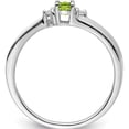 thumbnail image 2 of Sterling Silver Rhodium-Plated Peridot & Diamond Birthstone Ring (Size 8) Made In India qbr25aug-8, 2 of 5