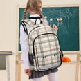 thumbnail image 7 of FORMRS Unisex School Backpack 17" Student Travel Bag with Laptop Compartment, Beige Plaid Pattern, 7 of 7