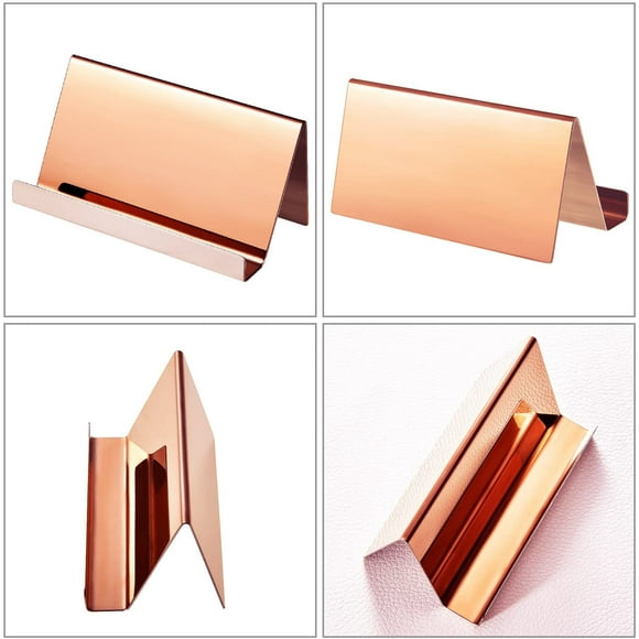 Stainless Steel Business Card Holders Name Cards Display Desktop Organizer, Rose Gold