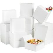 Joyfy 12 Pcs White Square Cookie Boxes, Plain White Treat Boxes with Lids 8" x 8" x 4" Bakery Gift Wrapping Box for Party Favor Pastries, Birthday Party, Present, Thanksgiving, Winter Holidays
