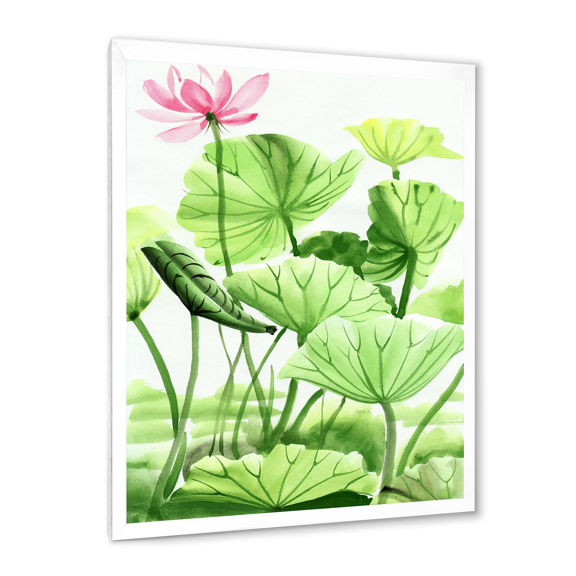 Designart 'Ancient Lotus Leaves In The Pond' Traditional Framed Art Print