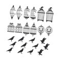 thumbnail image 2 of 24pcs Halloween Crows Cage Decorations Lightweight Cardboard Gothic Party Supplies for Horror Themed Events, 2 of 9