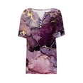 thumbnail image 4 of Blusas de Manga Corta para las Mujeres Impresas Cuello Redondo Casual Top, Blusa de Algodón de Imitación para el Hogar Y Diario, 4 of 4