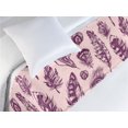 thumbnail image 3 of Bohemian Bed Runner, Sketch Drawn Pattern of Boho Feathers Wild Nature Vibes Tribal Vibes Print, Decorative Accent Bedding Scarf for Hotels Homes & Guest Rooms, Twin, Plum and Blush, by Ambesonne, 3 of 3