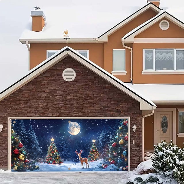 Fondo de poliéster, decoraciones navideñas, decoraciones para fiestas navideñas, pegatinas para puertas de garaje, pancartas navideñas para jardín, telas colgantes, decoración para fiestas, fondos, de