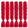 thumbnail image 1 of Shuohan 6 paquetes de extensiones de cabello trenzado Ombre Jumbo de 24 pulgadas, extensiones de cabello de fibra sintética de alta temperatura para trenzas de caja, cabello trenzado (rojo), 1 of 1