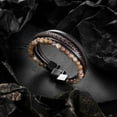 thumbnail image 5 of Speroto New Mens Bracelet Bead and Leather Braided, Lava and Onyx Bead Leather Bracelet for Men, 5 of 7