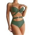 thumbnail image 5 of ylioge Womens Swimsuits Bikini Separates Bathing Suits Trendy Solid High Waisted Tie Backless Beach Built in Bras Swimwear Sets, 5 of 7